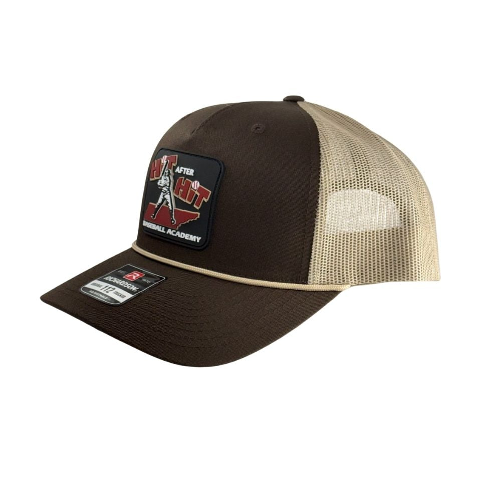 Richardson 112FPR Hit After Hit Rubber Patch 5 Panel Rope Cap: Brown/Khaki