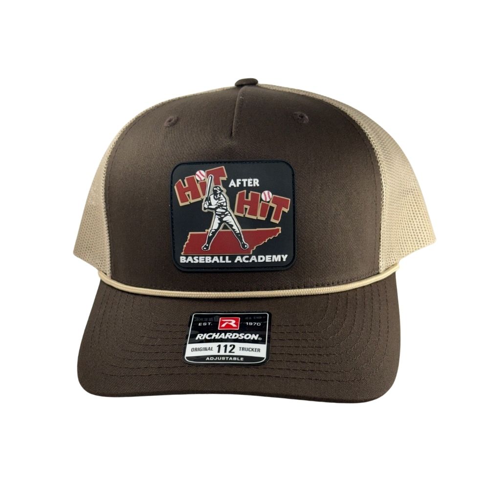 Richardson 112FPR Hit After Hit Rubber Patch 5 Panel Rope Cap: Brown/Khaki