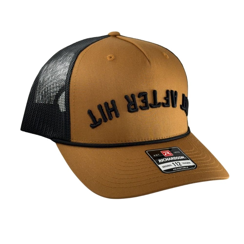 Richardson 112FPR Hit After Hit Upside Down 5 Panel Rope Cap: Caramel/Black