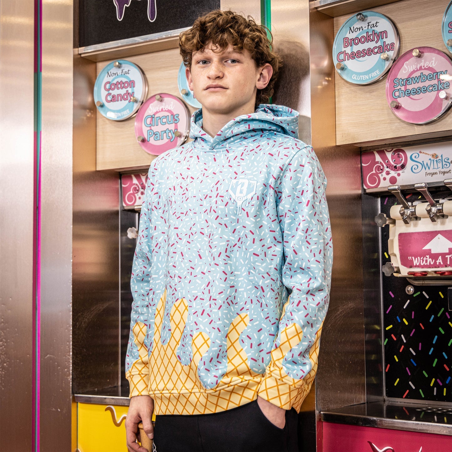Baseball Lifestyle 101 Youth Ice Cream Hoodie: Cotton Candy