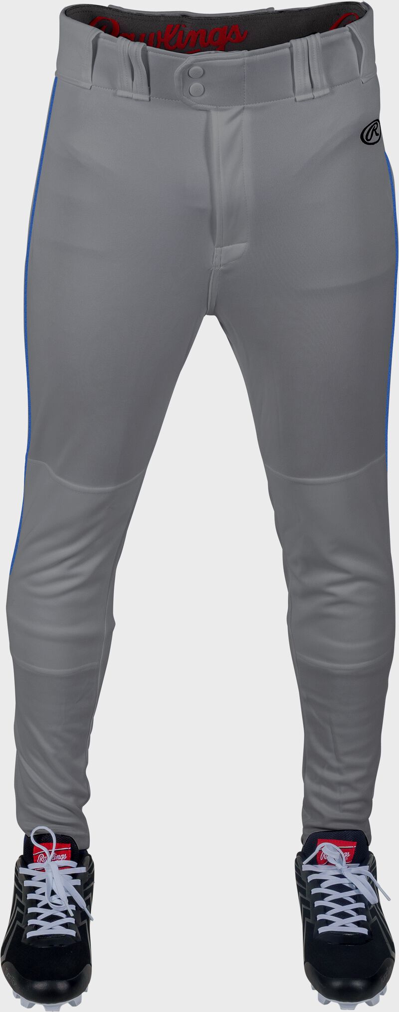 RAWLINGS LAUNCH ADULT GRAY/ROYAL JOGGER FIT PIPED BASEBALL PANTS: LNCHJGP