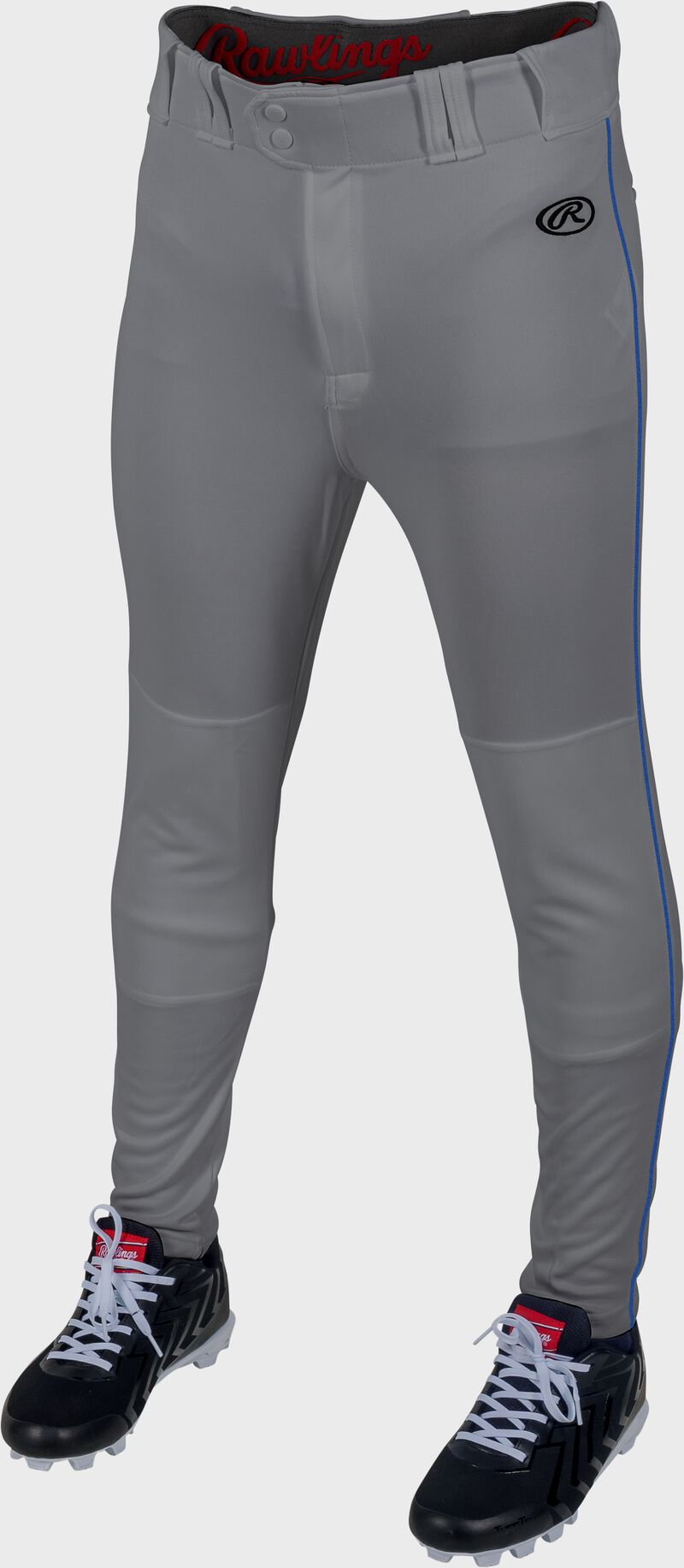 RAWLINGS LAUNCH ADULT GRAY/ROYAL JOGGER FIT PIPED BASEBALL PANTS: LNCHJGP