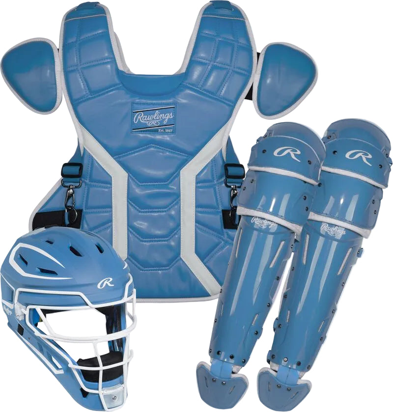 Rawlings Mach Pro Series Catcher's Set: Columbia Blue/White