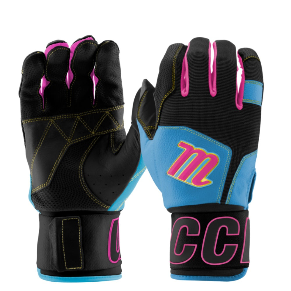 Marucci Adult Blacksmith Wrap Batting Gloves: MBG2BKSM-BK/CB