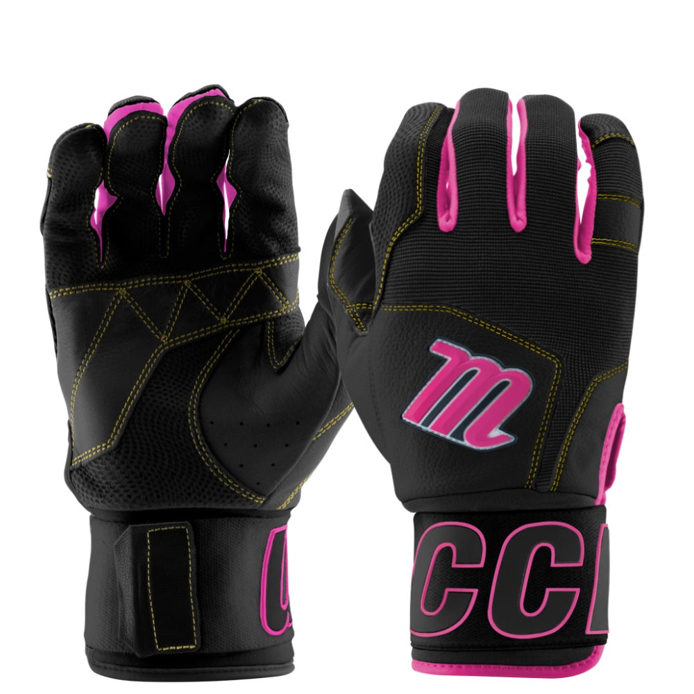 Marucci Adult Blacksmith Wrap Batting Gloves: MBG2BKSM-BK/PK