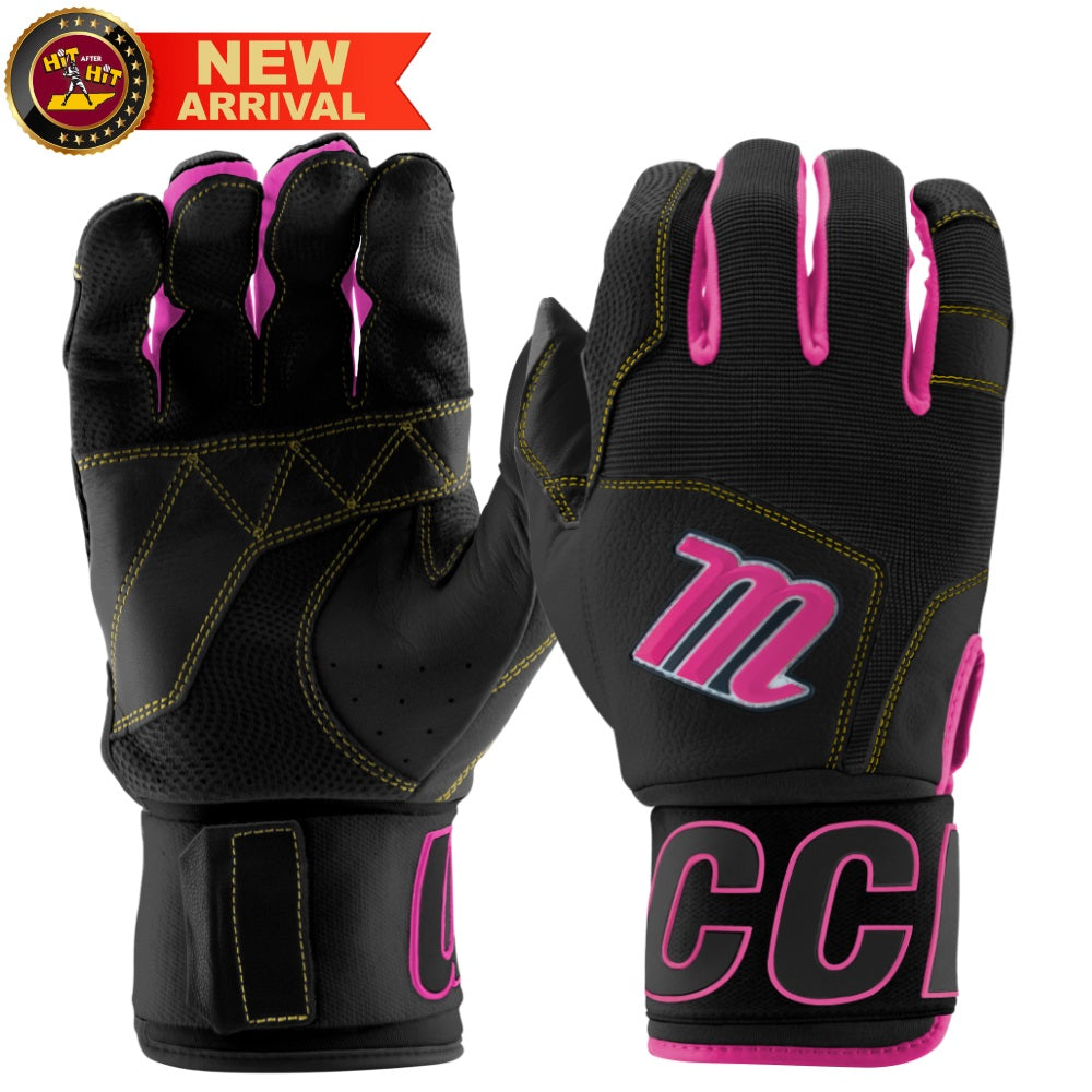 Marucci Adult Blacksmith Wrap Batting Gloves: MBG2BKSM-BK/PK