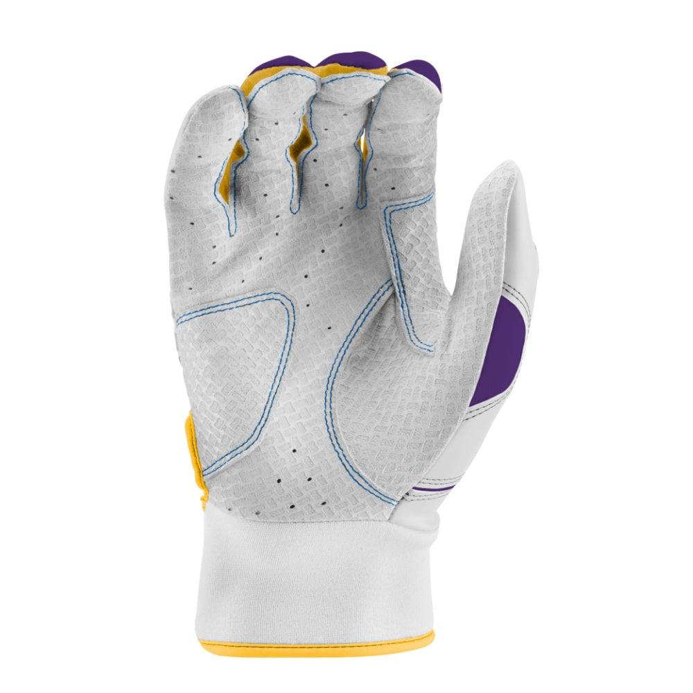 Purple and yellow batting gloves shop