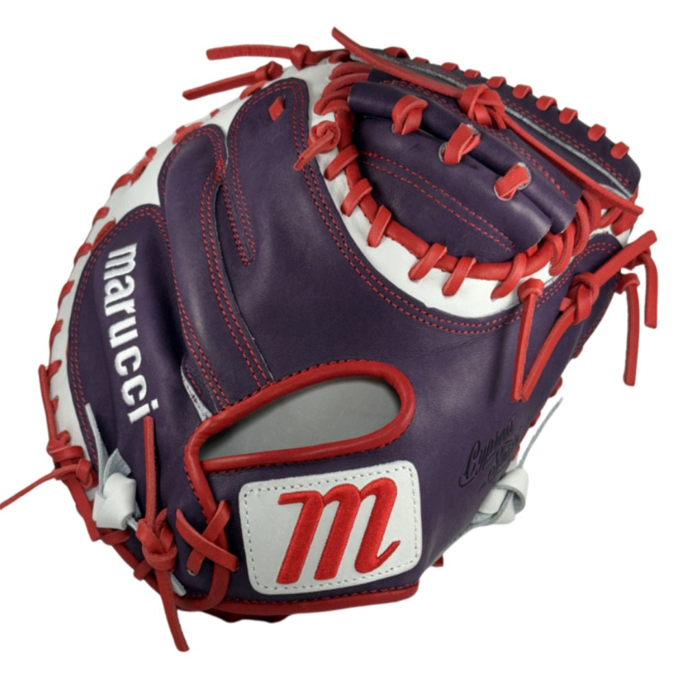 Marucci Custom Cyrpess 33" Baseball Catcher's Mitt: Purple/Red/White