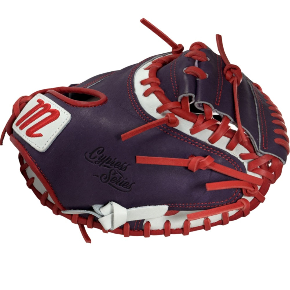 Marucci Custom Cyrpess 33" Baseball Catcher's Mitt: Purple/Red/White