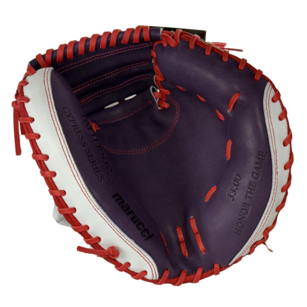 Marucci Custom Cyrpess 33" Baseball Catcher's Mitt: Purple/Red/White