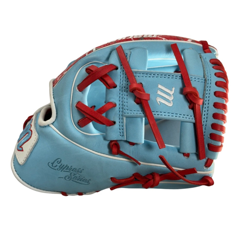 Marucci Custom Exclusive Cypress 11.5" Baseball Glove: Columbia Blue/Red/Scarlet Camo