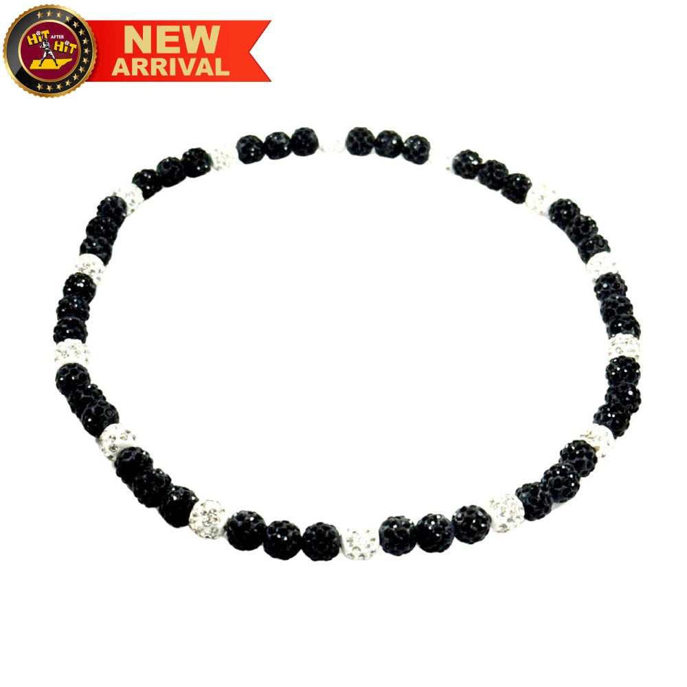 Rhinestone 20-inch Beaded Necklace: Black/White