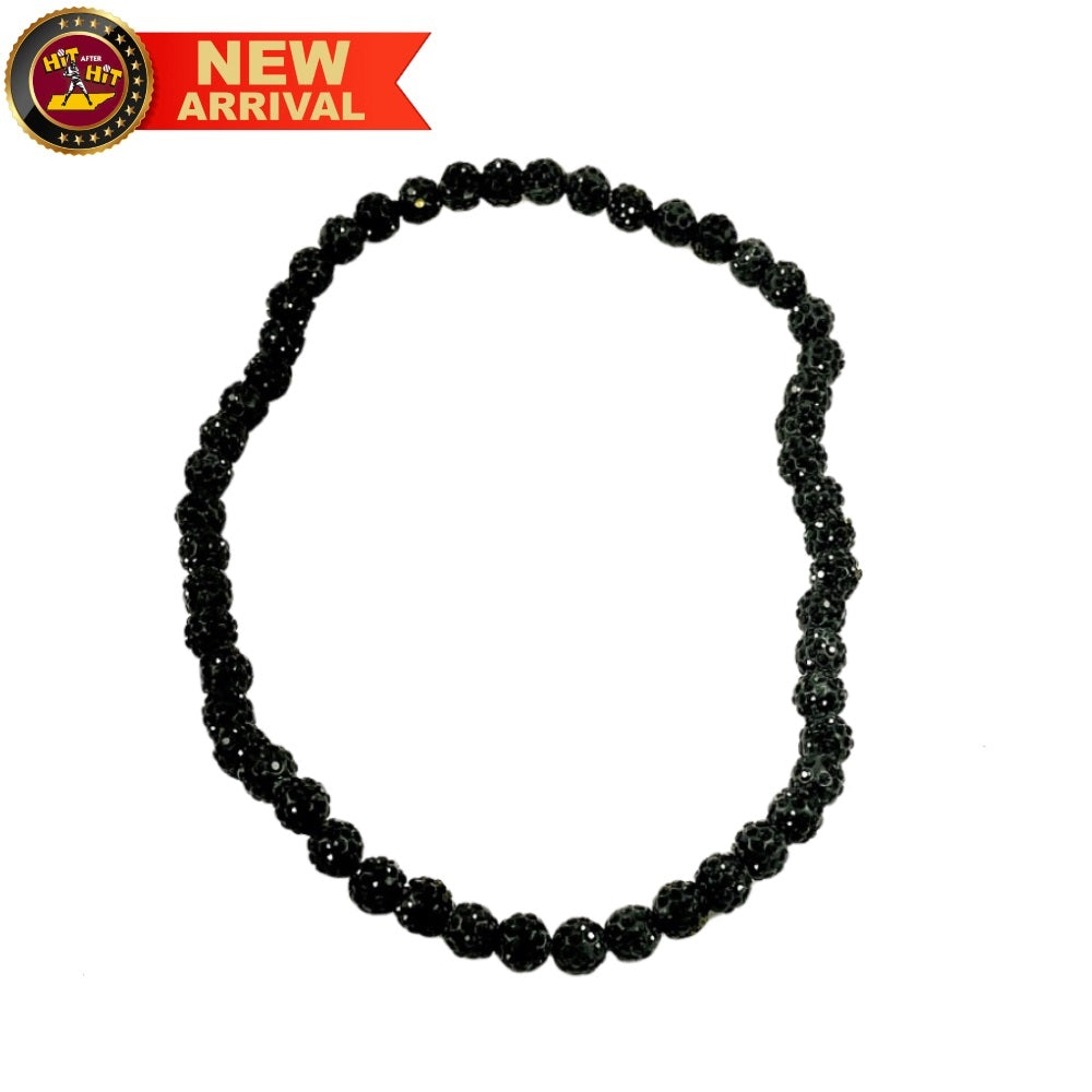 Rhinestone Beaded Necklace: Black