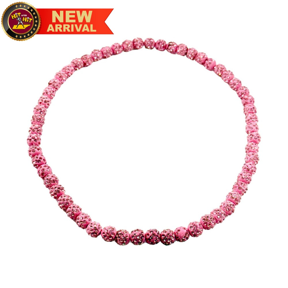 Rhinestone 20-inch Beaded Necklace: Pink