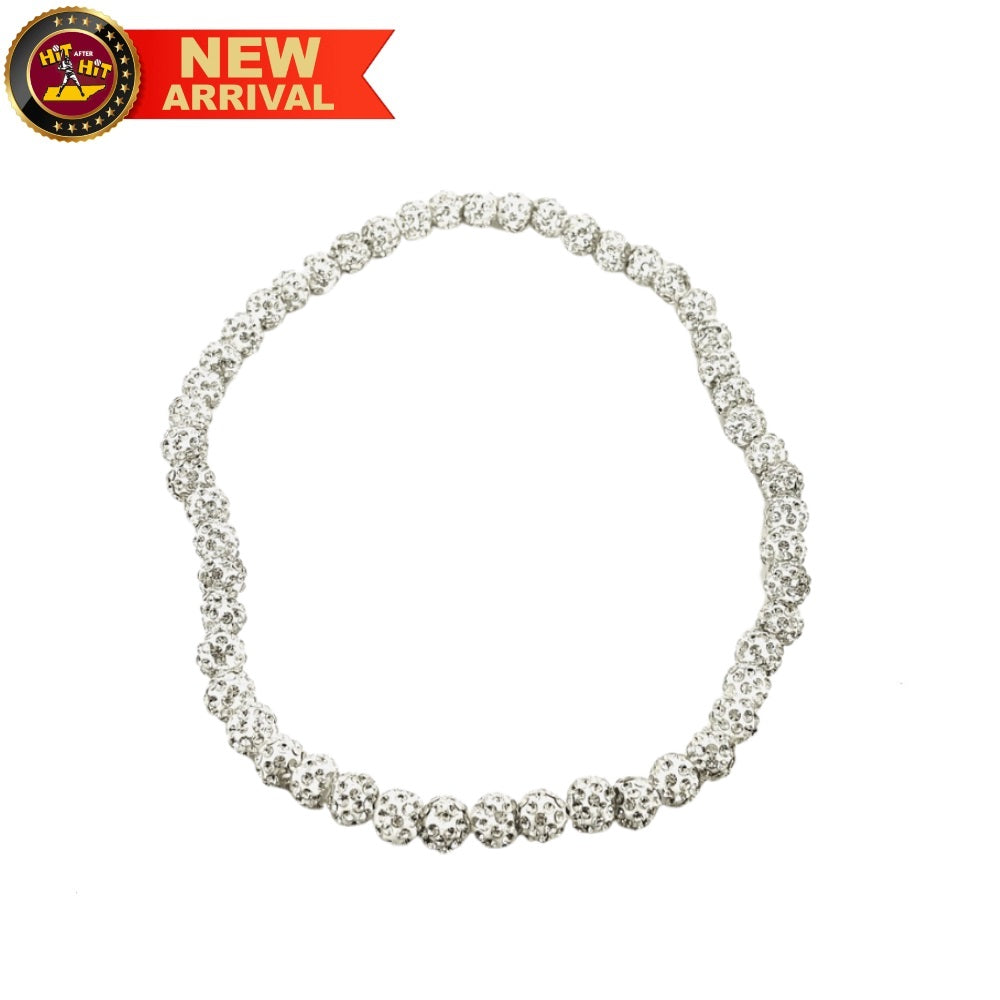 Rhinestone Beaded Necklace: White