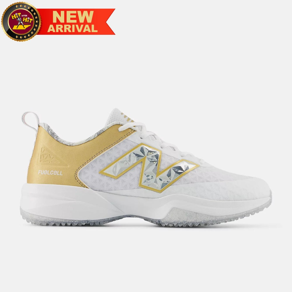 New Balance White and Gold 4040 v8 Turf-Trainer Ring Season: T4040PP8