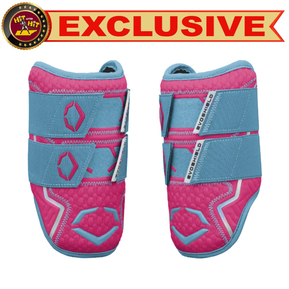 EVOSHIELD CUSTOM EXCLUSIVE PRO-SRZ™ 2.0 BATTER'S DOUBLE STRAP ELBOW GUARD: PINK and COLUMBIA BLUE