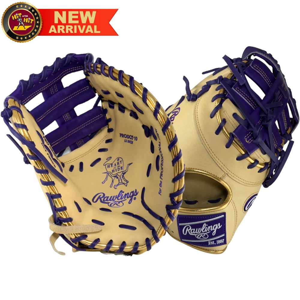 Rawlings Custom Camel/Purple/Gold HOH 13" First Base Mitt: PRODCTC-10