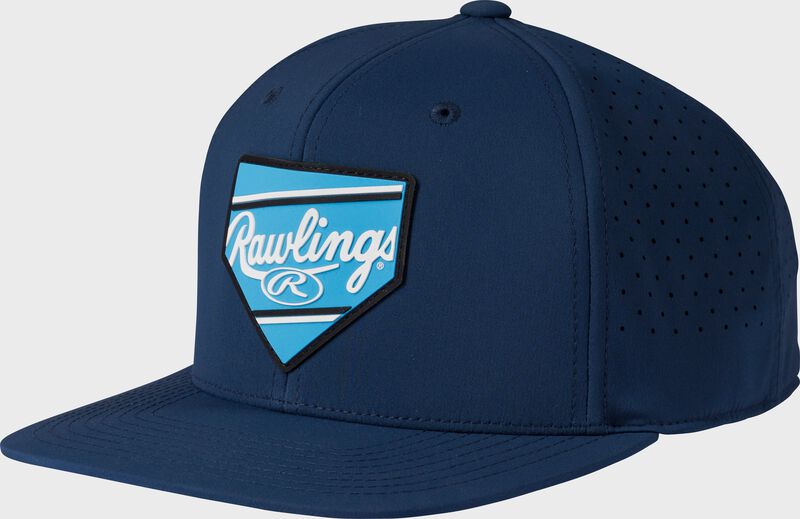 Rawlings Navy Home Plate Performance Flat Bill Snapback Hat