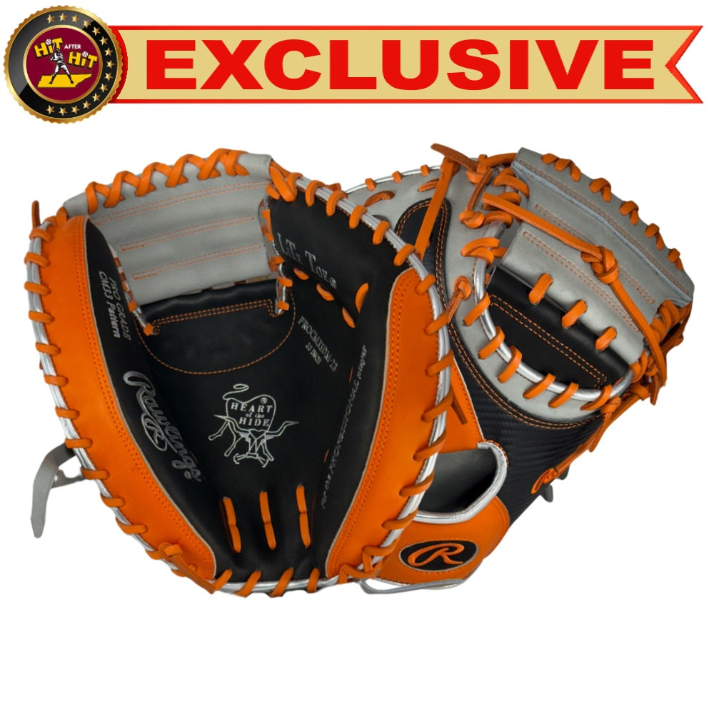 Rawlings Custom 33" Heart of the Hide Orange and Black Catchers Mitt: PROCM33DM-23