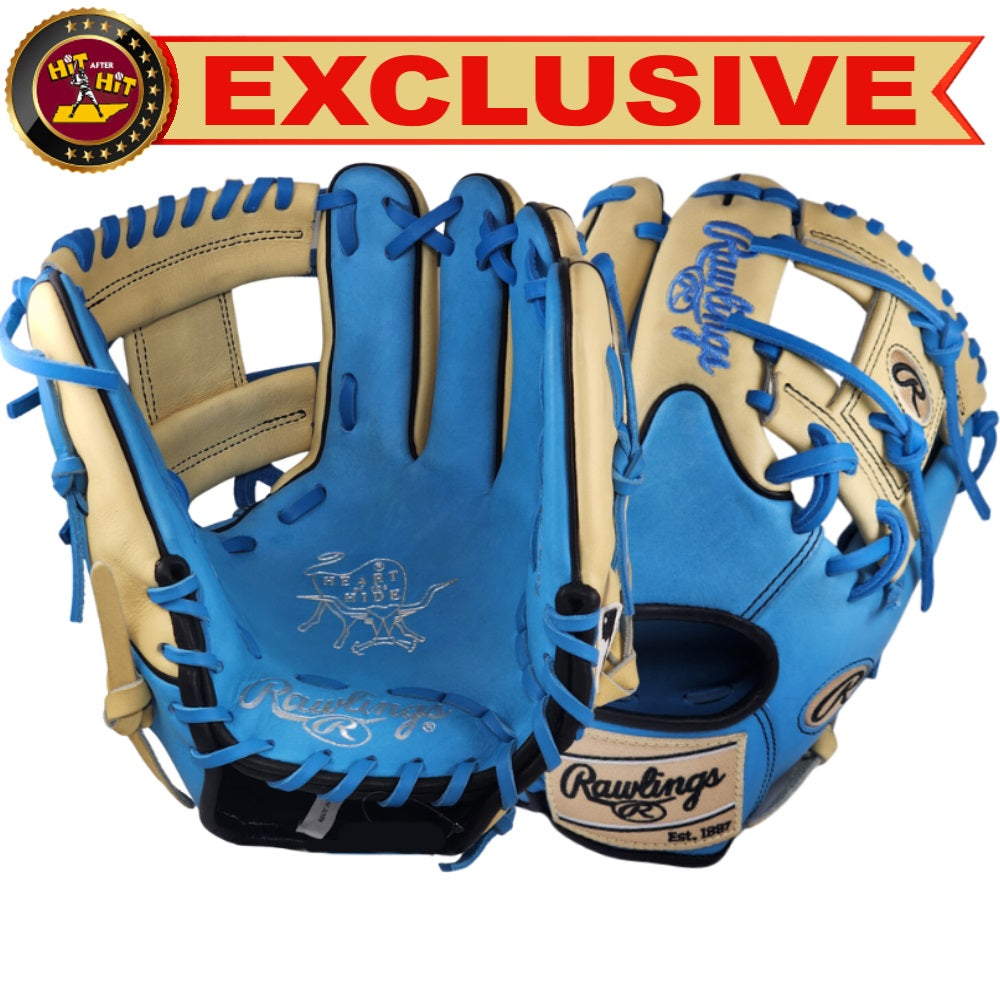 Rawlings Custom PRO204W-2 11.5" Infielders Glove - Columbia Blue/Camel