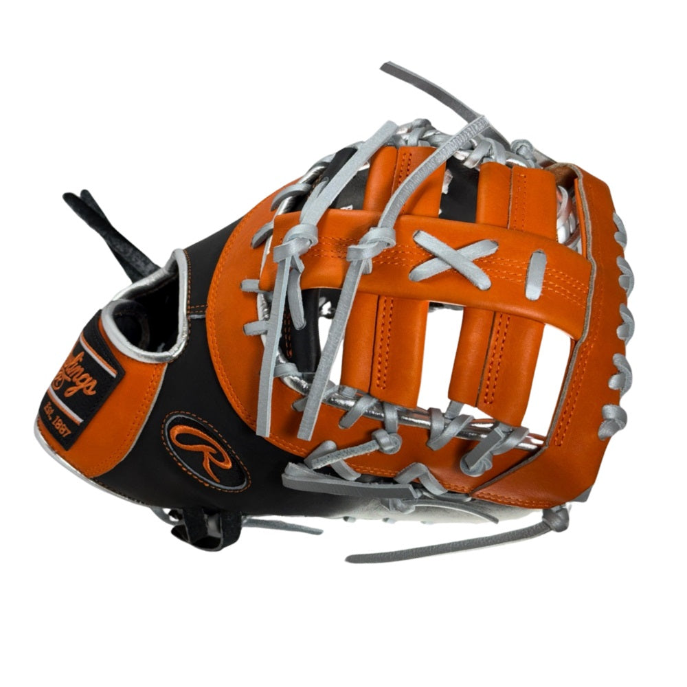 Rawlings Custom Black/Orange/Silver HOH 13" First Base Mitt: PRODCTC-10