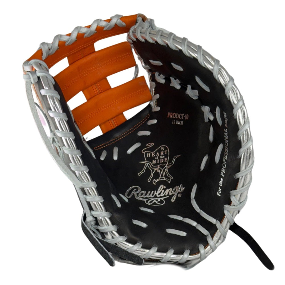 Rawlings Custom Black/Orange/Silver HOH 13" First Base Mitt: PRODCTC-10