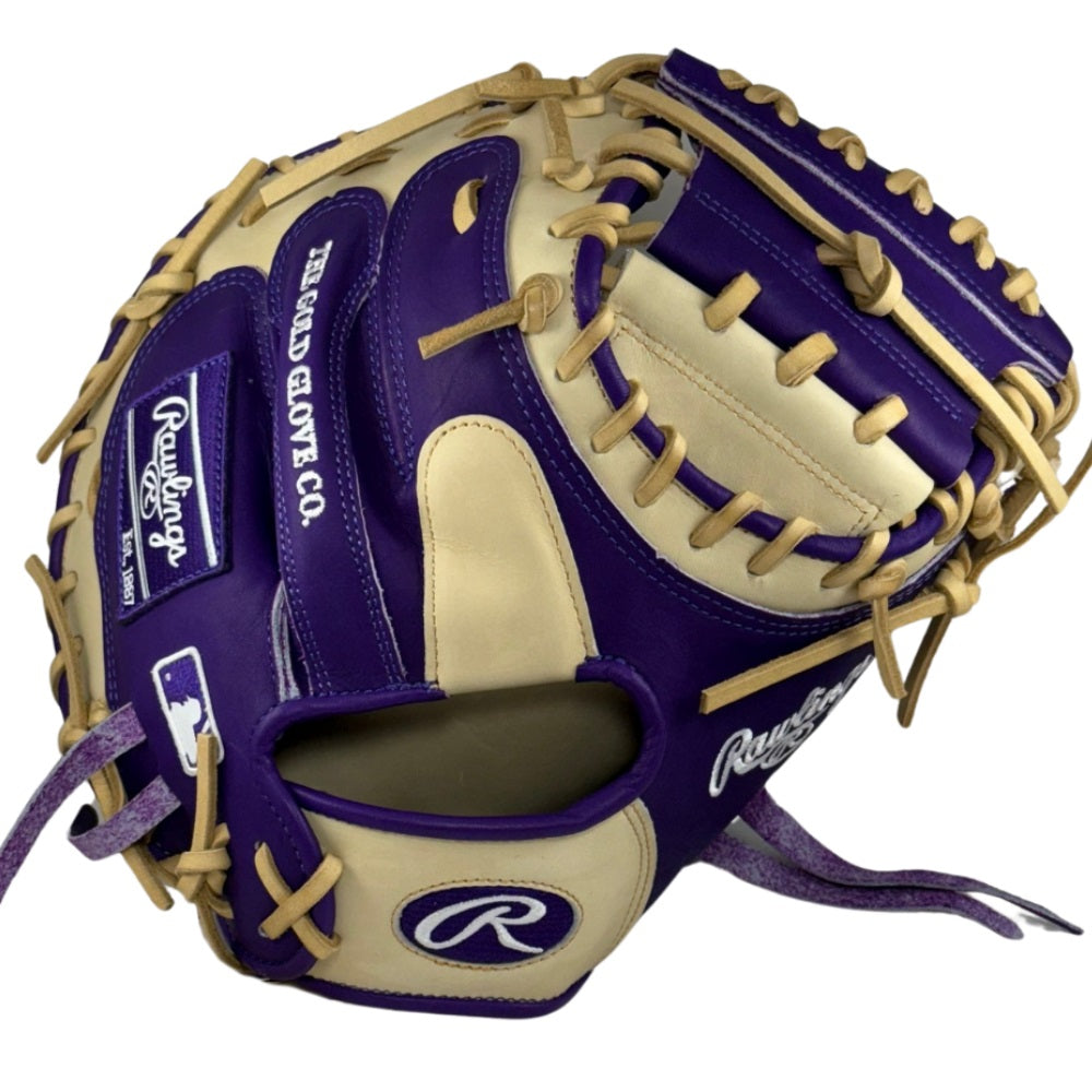 Rawlings Custom 33" PROCM33-23 Heart of the Hide Catchers Mitt: Purple/Camel