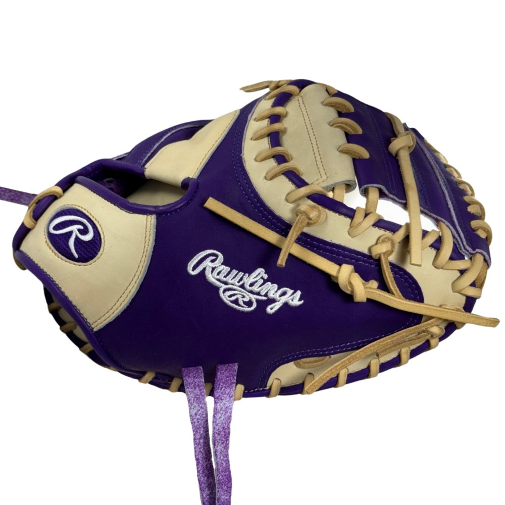 Rawlings Custom 33" PROCM33-23 Heart of the Hide Catchers Mitt: Purple/Camel