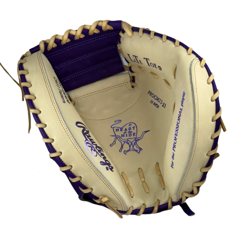 Rawlings Custom 33" PROCM33-23 Heart of the Hide Catchers Mitt: Purple/Camel