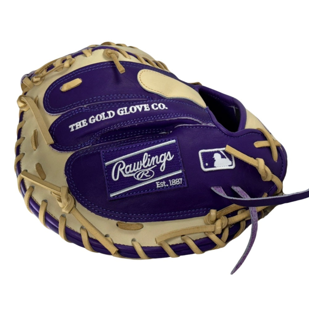 Rawlings Custom 33" PROCM33-23 Heart of the Hide Catchers Mitt: Purple/Camel