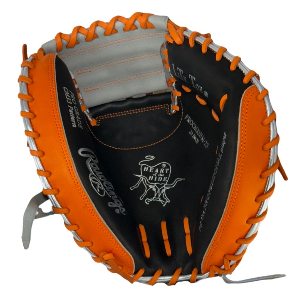 Rawlings Custom 33" Heart of the Hide Orange and Black Catchers Mitt: PROCM33DM-23
