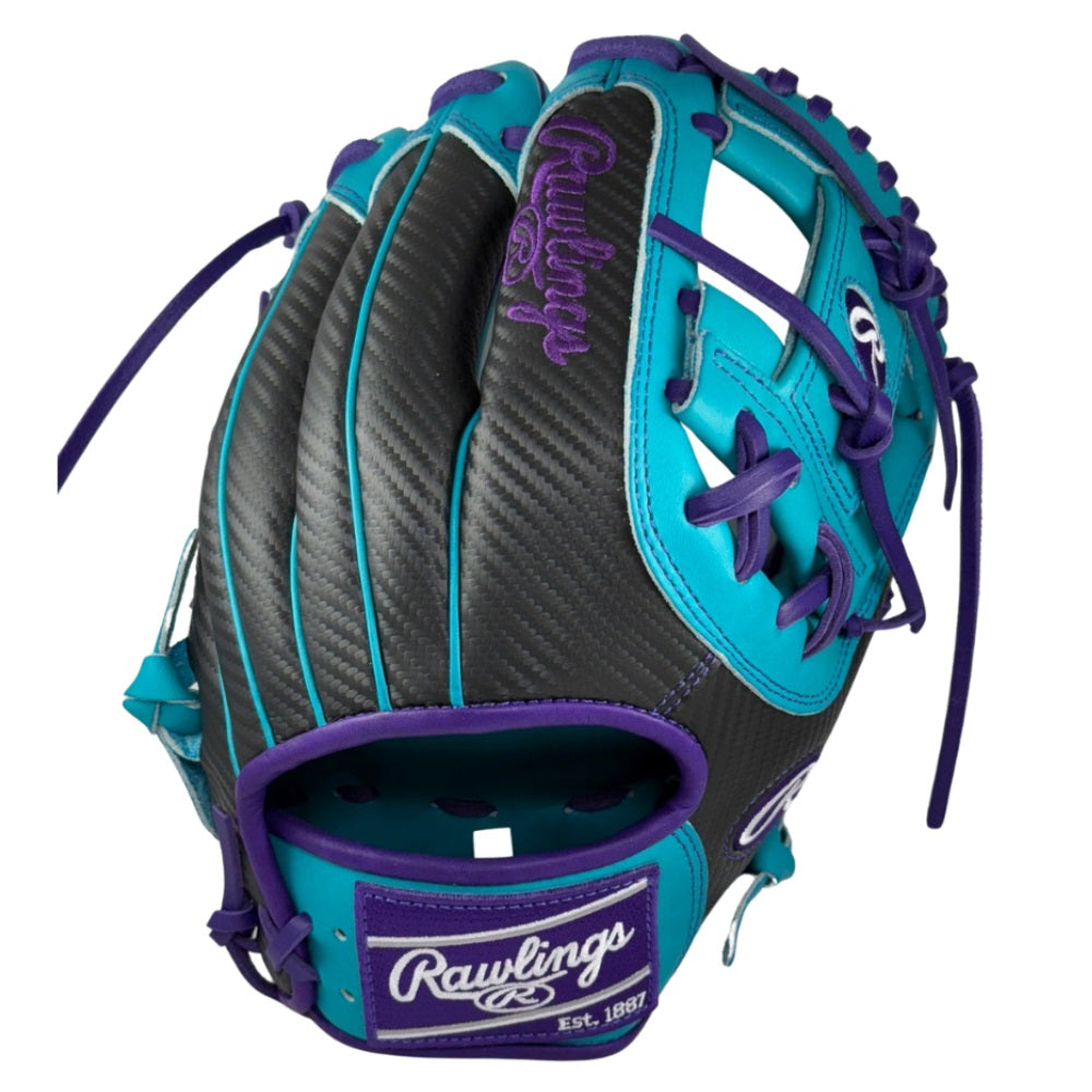 Rawlings Custom PRO204DM-2 11.5" Infielders Glove: Black/Teal/Purple