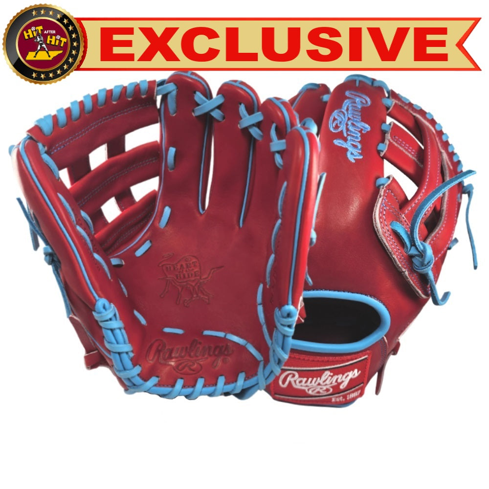 Rawlings Custom PRO206-6 -12" Infielders Glove - Red/Columbia Blue