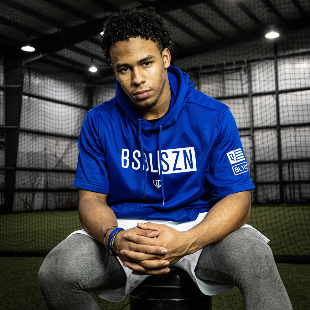 Baseball Lifestyle 101 BSBL SZN Short Sleeve Hoodie V2 Royal Adult