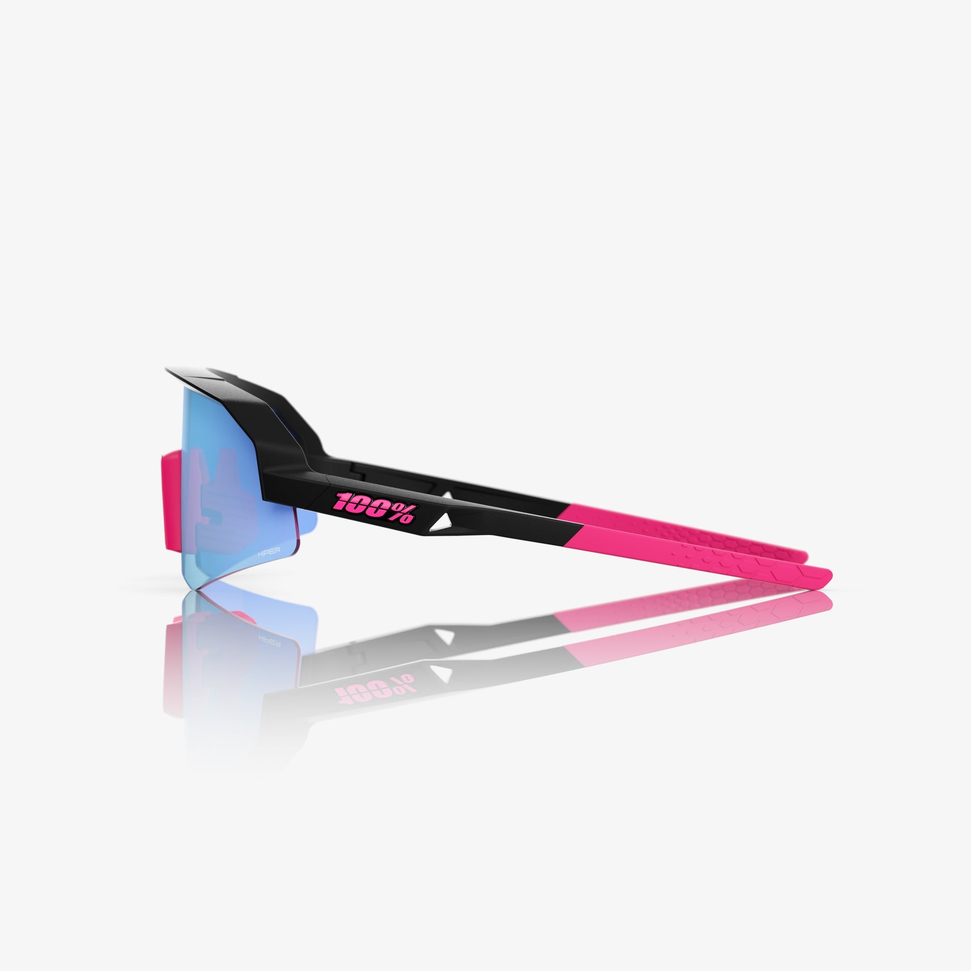 100% SLENDALE Youth Matte Black/Pink HiPER Blue Mirror: 60066-00006