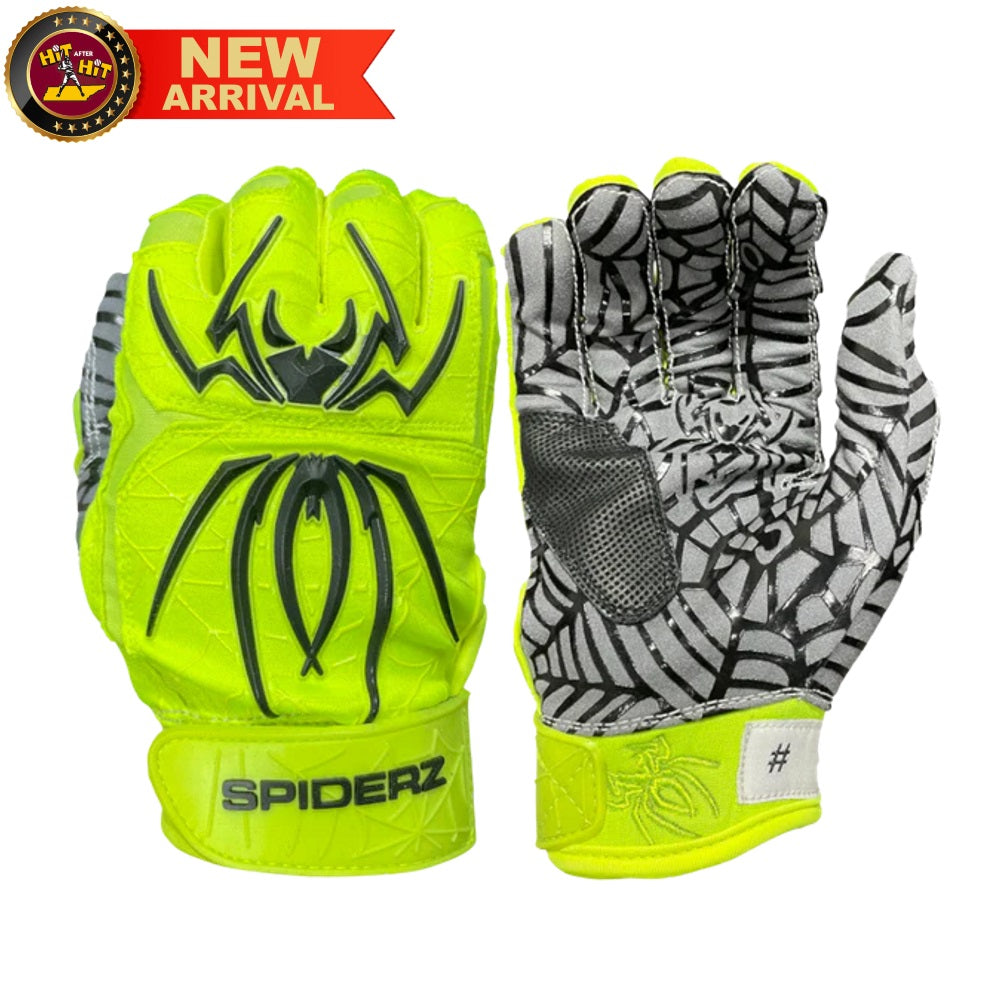 Spiderz HYBRID Batting Gloves - Neon Yellow/Black