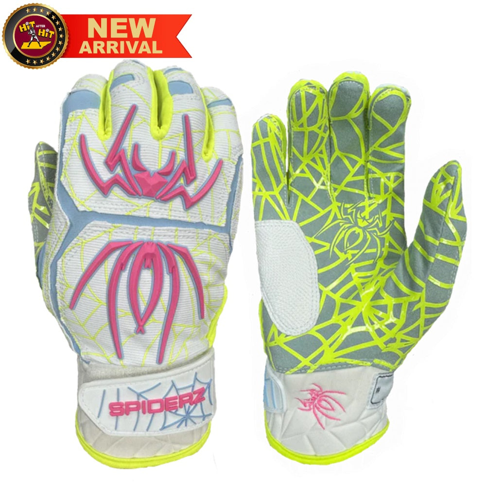 Spiderz HYBRID Batting Gloves: Fluoro