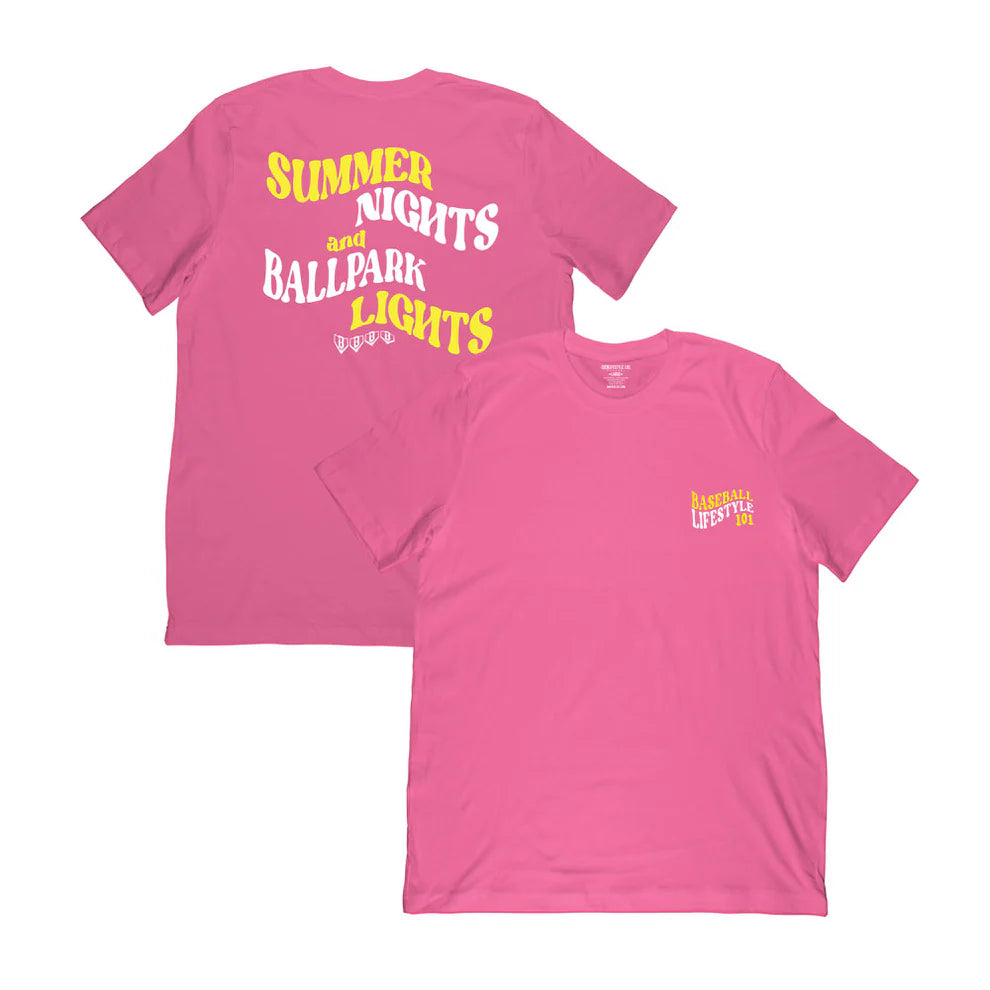 Baseball Lifestyle 101 Summer Nights Adult Tee