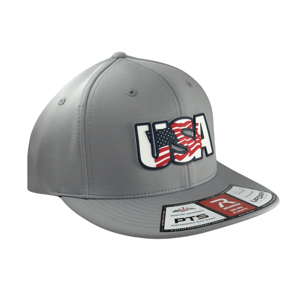 Richardson PTS20 Gray Flex Fit Cap: USA Rubber Patch