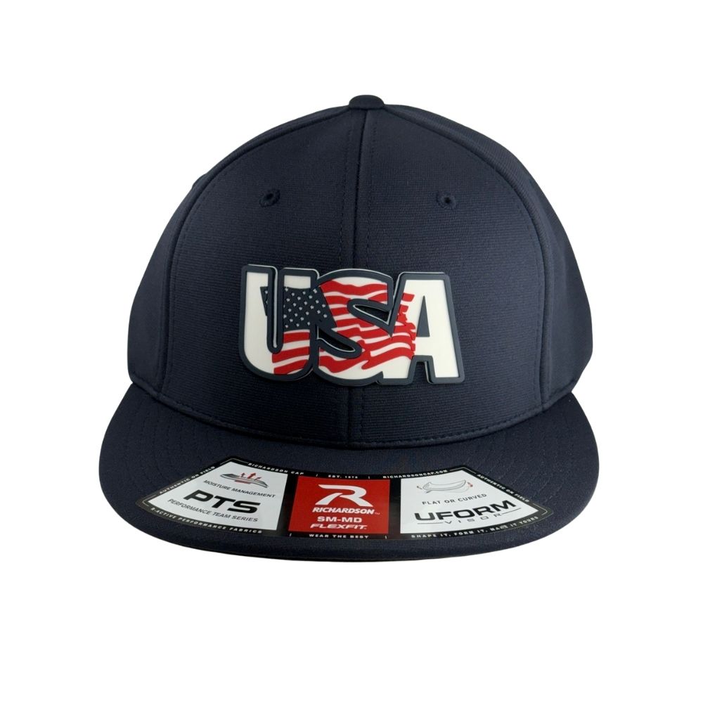 Richardson PTS20 Navy Flex Fit Cap: USA Rubber Patch