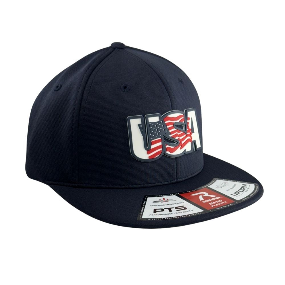 Richardson PTS20 Navy Flex Fit Cap: USA Rubber Patch