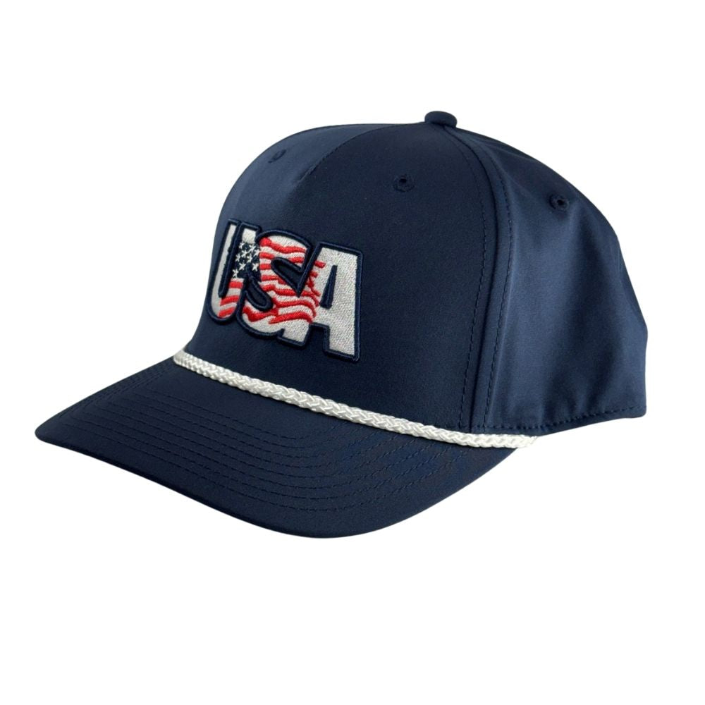 Richardson Navy 258 5 Panel Classic Rope Adjustable Cap: USA