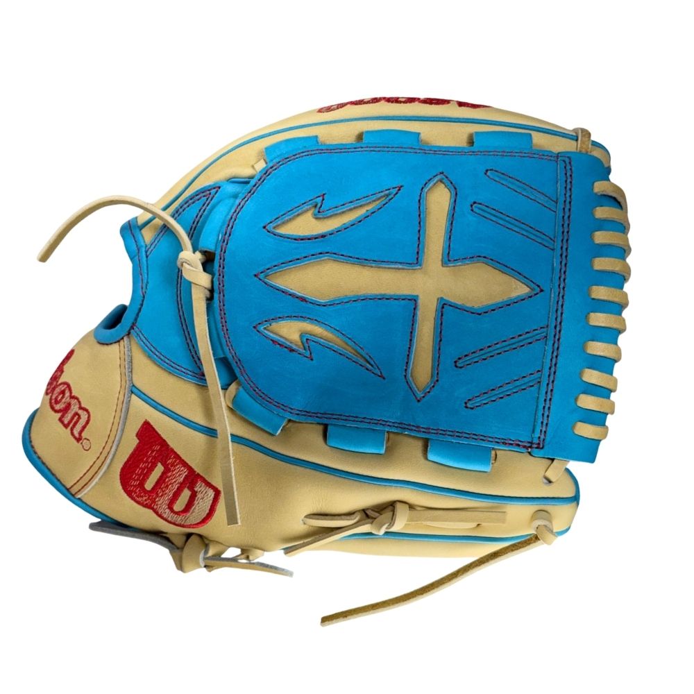 Wilson Custom A2000® B23 Victory Blonde and Tropical Blue 12” Pitcher’s Baseball Glove