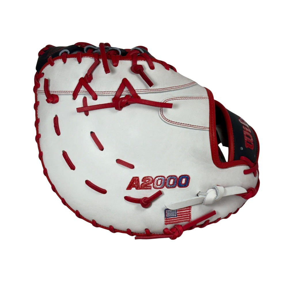 Wilson Custom A2000 1617 White, Navy, Red 12.5” Baseball First Base Mitt