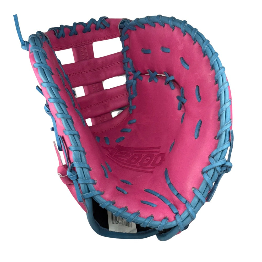 Wilson Custom A2000 1679 Flamingo Pink and Columbia Blue 12.5” Baseball First Base Mitt