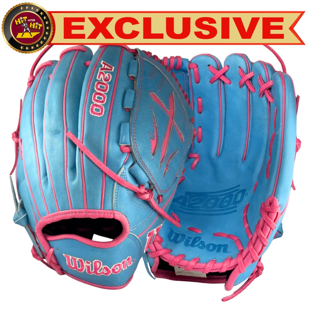 Wilson Custom A2000® B23 Victory Blue and Pink 12” Pitcher’s Baseball Glove (Copy)
