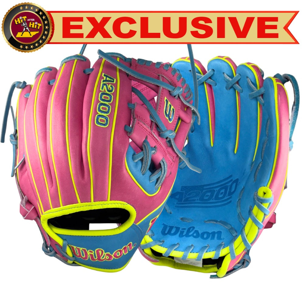 Wilson Custom A2000 1786 Pink and Victory Blue 11.5" Infield Glove