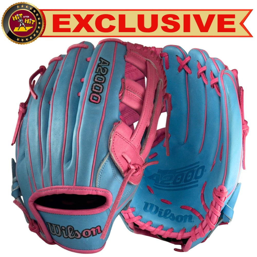 Wilson Custom A2000 PF50 Victory Blue and Pink 12.25" Outfielder Glove