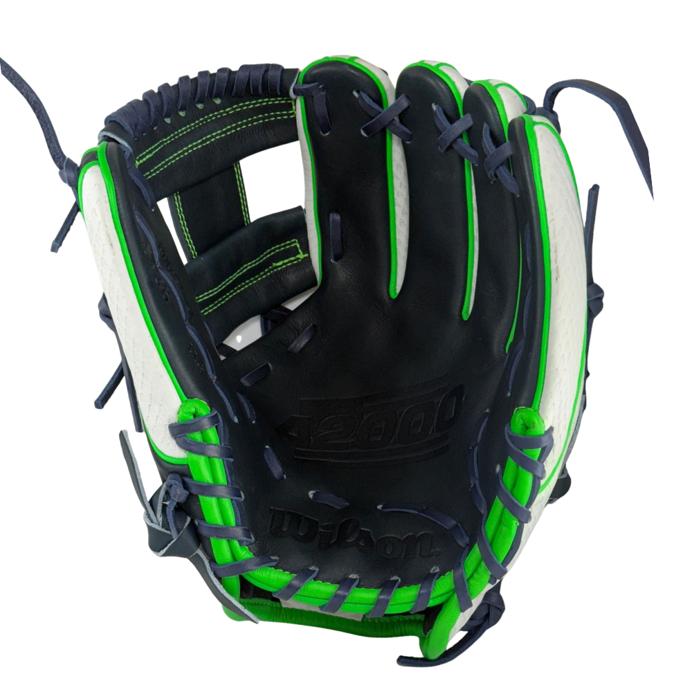 Wilson Custom White, Navy, and Neon Green A2000 1786 11.50" Baseball Glove